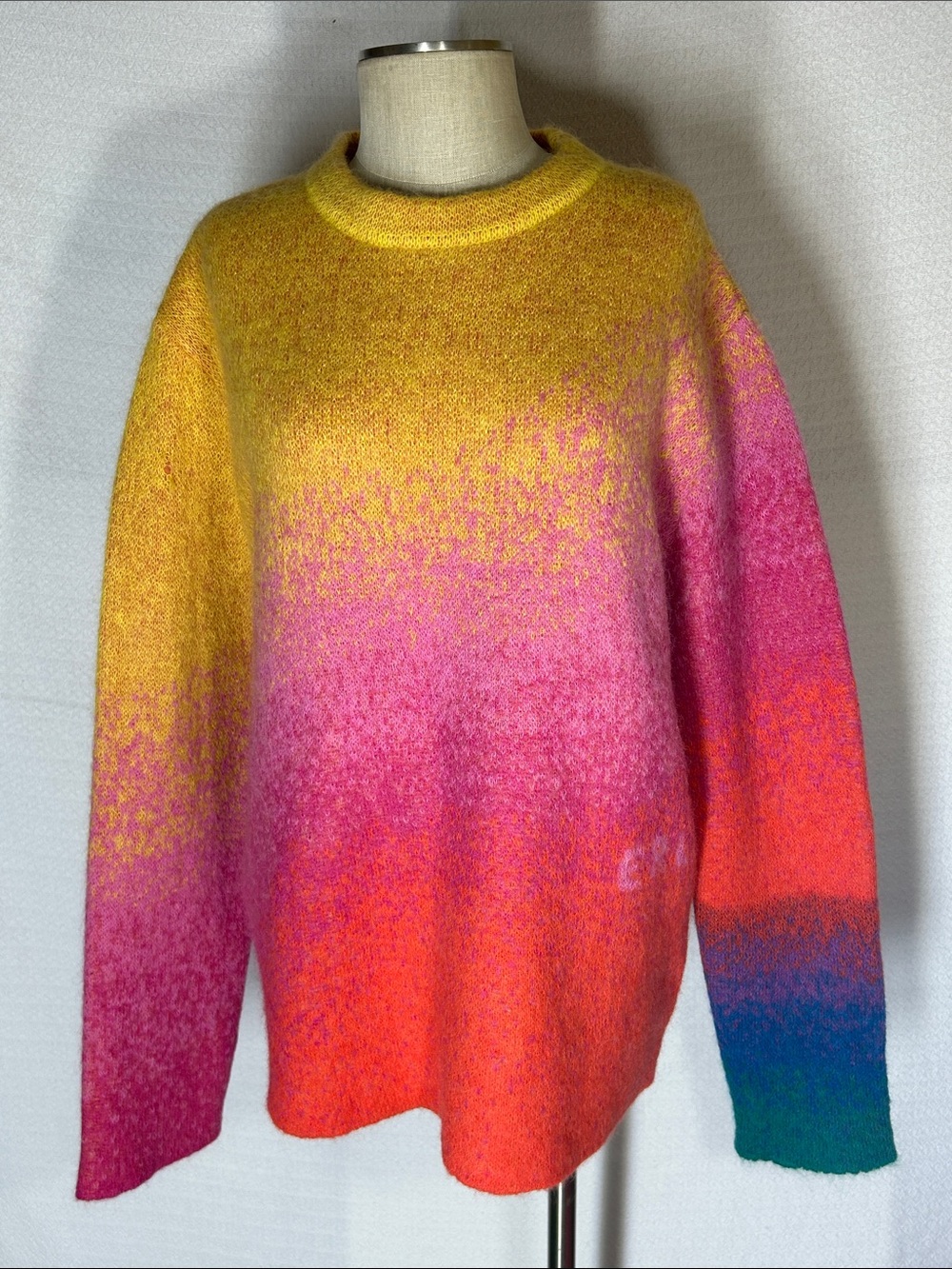 Vibrant Gradient Crewneck Sweater in Yellow Pink Orange